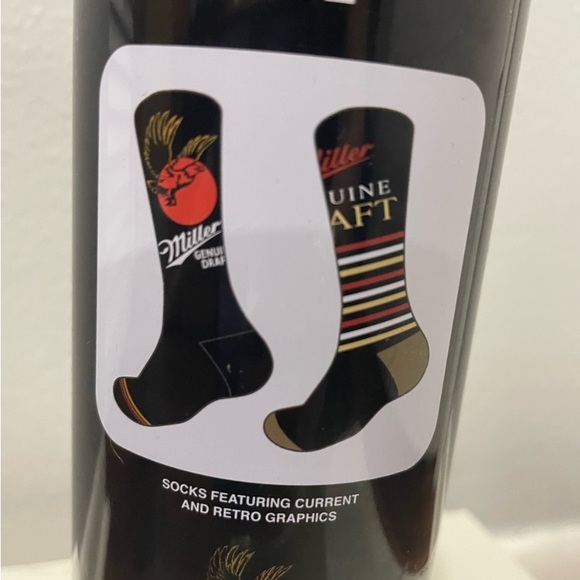 Miller Draft Beer unique gift idea novelty 2 pairs of socks stocking stuffer - Picture 4 of 5